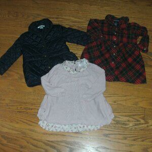 Ralph Lauren Navy Jacket & Red Plaid Dress + Shabby Chic Sweater Floral Dress